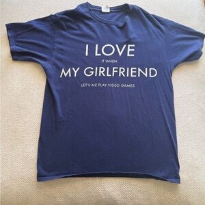 Port & Company dark blue graphic tee